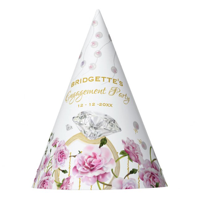 Gorro De Fiesta Anillo de Compromiso de Perla Rosa (Anverso)