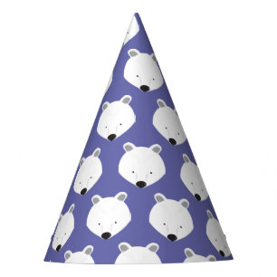 Gorro De Fiesta Animal púrpura de oso polar blanco