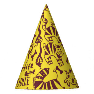 Gorro De Fiesta Animales africanos: Patrón cultural sin foco.