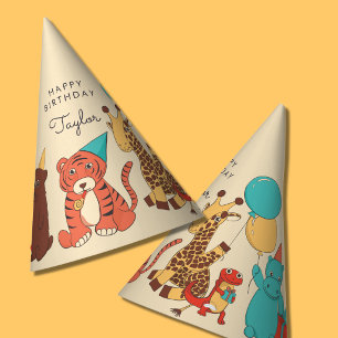 Gorro De Fiesta Animales de Fiesta Cumpleaños Personalizado para N