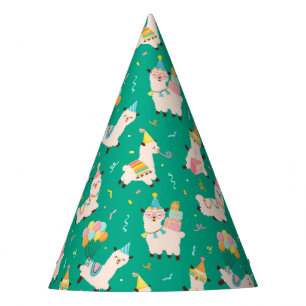 Gorro De Fiesta Animales de Fiesta Llama Cumpleaños Verde