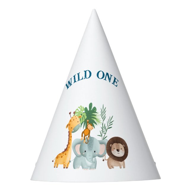 Gorro De Fiesta Animales de safari cumpleaños Wild One (Anverso)