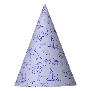 Gorro De Fiesta Animales marinos y patrón de dibujo de una línea