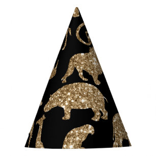 Gorro De Fiesta Animales Salvajes Safari Elegante Brillante Dorado