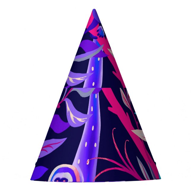 Gorro De Fiesta Animales tropicales: patrón de monos azules. (Anverso)