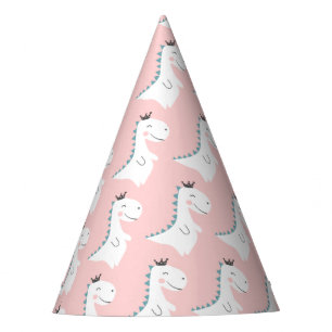 Gorro De Fiesta Aniversario de los dinosaurios rosados de los dino