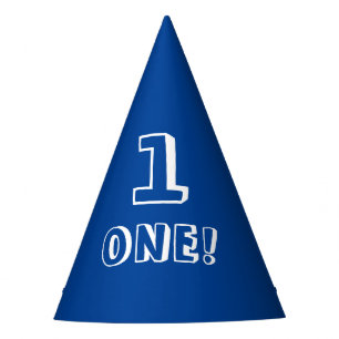 Gorro De Fiesta Año de cumpleaños del personalizado blanco azul