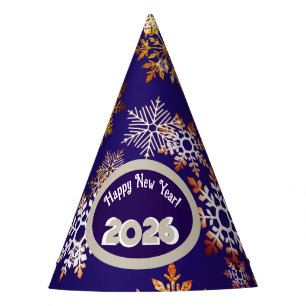 Gorro De Fiesta Año nuevo moderno feliz, copos de nieve cristalino