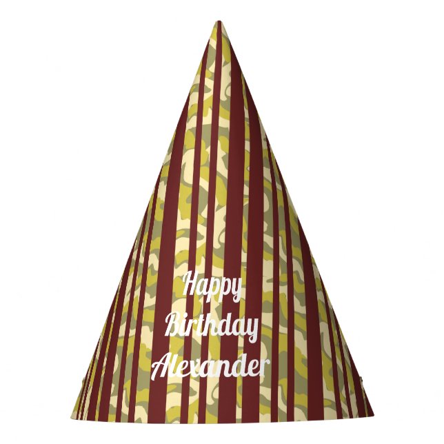Gorro De Fiesta Any Age Happy Birthday Rustic Stripe Pattern (Anverso)