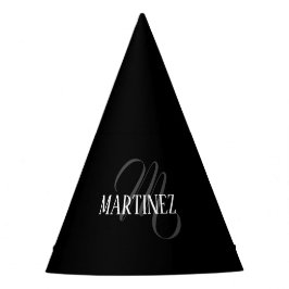 Gorro De Fiesta Apellido personalizado elegante negro | Nombre