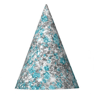 Gorro De Fiesta Aqua Silver Unicorn Purpurina Sparkle