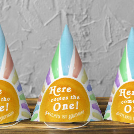 Gorro De Fiesta ¡Aquí Viene El Uno! Retro Boho Sun 1er cumpleaños