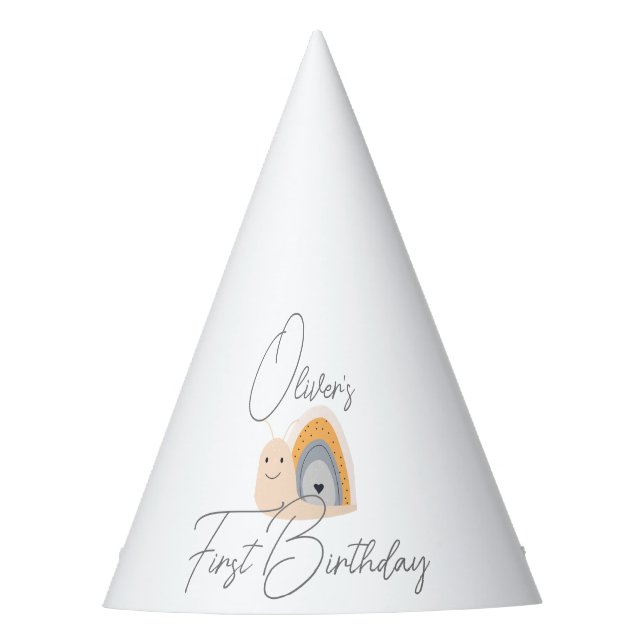 Gorro De Fiesta Arcoiris de la primera fiesta de cumpleaños (Anverso)