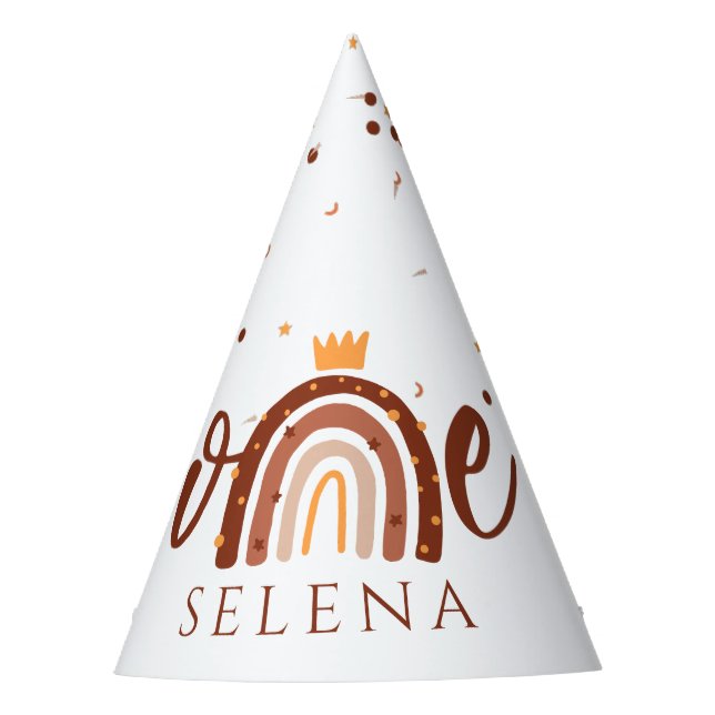 Gorro De Fiesta Arcoiris de Terracota Primer Cumpleaños (Anverso)