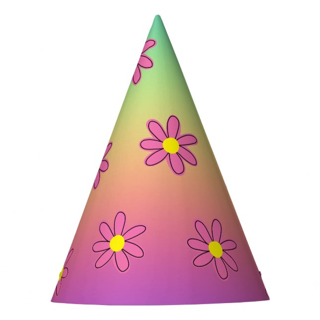 Gorro De Fiesta Arcoiris y flores (Anverso)