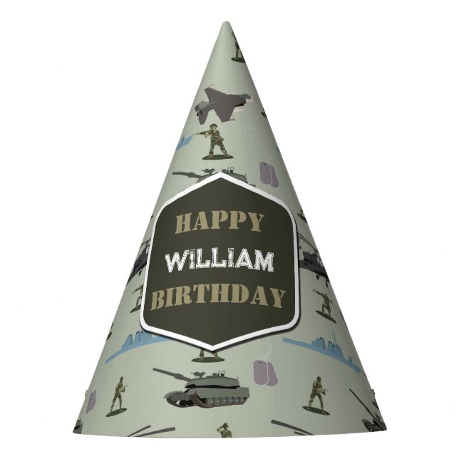 Gorro De Fiesta Army Military Camouflage Green Camo Birthday (Anverso)