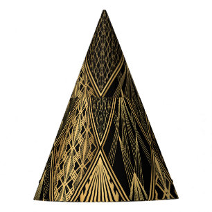 Gorro De Fiesta Art Deco Black Gold Elegance