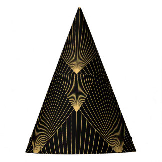 Gorro De Fiesta Art Deco: Elegancia dorada negra.