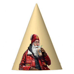Gorro De Fiesta Arte de Navidades de café helado de Guay Santa