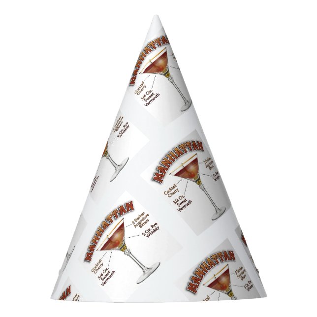 Gorro De Fiesta Arte de Receta de Cóctel Manhattan (Anverso)