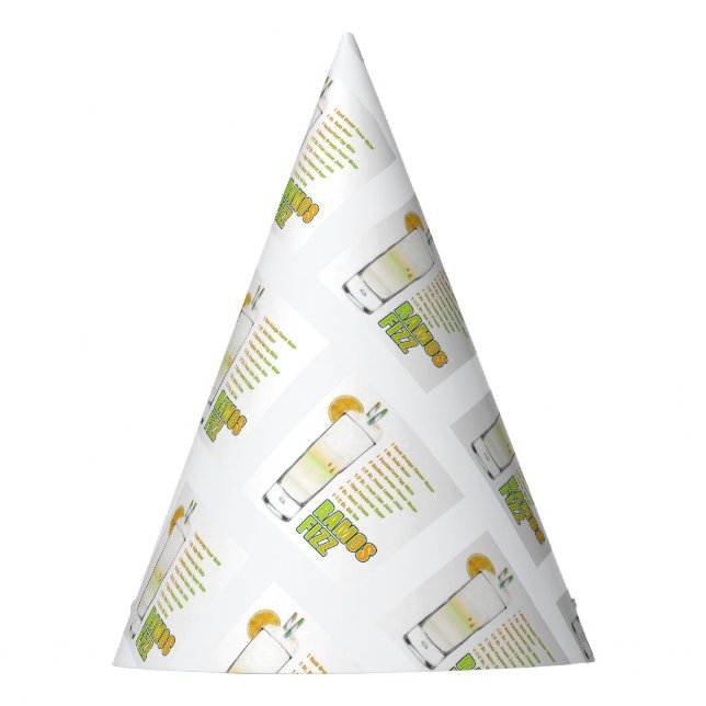 Gorro De Fiesta Arte de Receta de Cóctel Ramos Gin Fizz (Anverso)