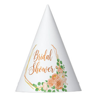 Gorro De Fiesta Arte floral y dorado elegante para ducha de novia