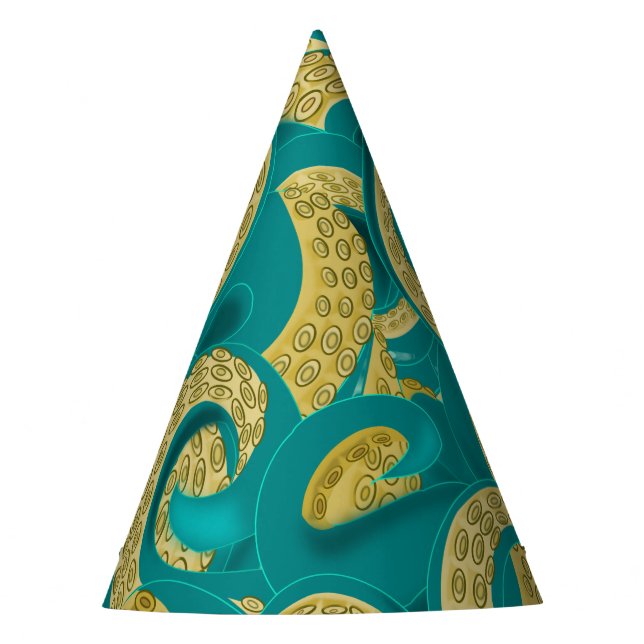 Gorro De Fiesta Arte Octopus - Tentáculos - Dibujo mezclado  (Anverso)