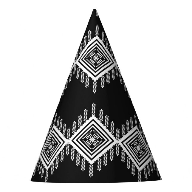 Gorro De Fiesta Arte tribal blanco y negro (Anverso)