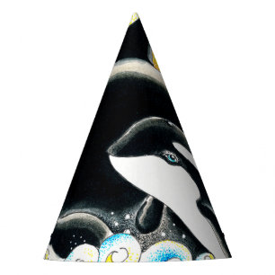 Gorro De Fiesta Artes de tinta familiar de la ballena orca