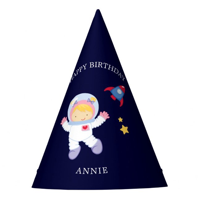 Gorro De Fiesta Astronauta Chica Niños Cumpleaños (Anverso)