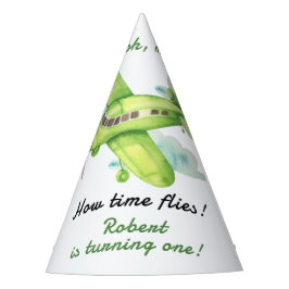 Gorro De Fiesta Avión Oh Mi Vuelo Tiempo Viaja Primer Cumpleaños