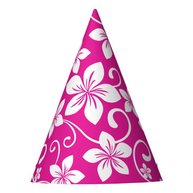 GORRO DE FIESTA AZUL HAWAIANO (ROSA INTENSO) (Anverso)