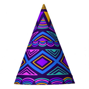 Gorro De Fiesta Azul neón: Patrón Navajo tribal