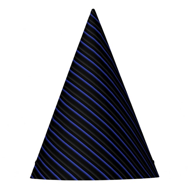 Gorro De Fiesta Azul oscuro y negro diagonal rayado (Anverso)