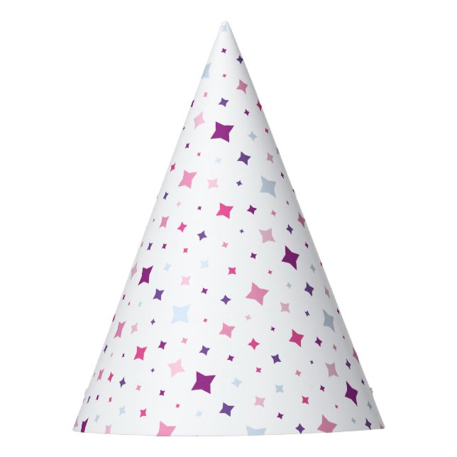 Gorro De Fiesta Azul Rosa Estrellas Moradas Espacio Cósmico. (Anverso)