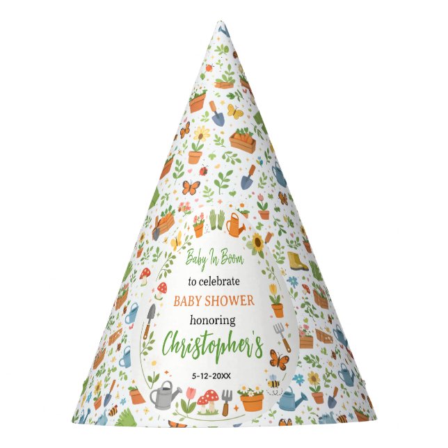 Gorro De Fiesta Baby in Bloom Garden Baby Shower | Cute Floral  (Anverso)