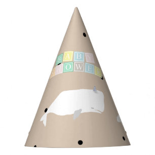 Gorro De Fiesta Baby Shower de ballena blanca suave beige neutral