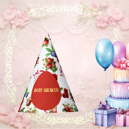 Gorro De Fiesta Baby Shower moderno rojo fresa azul Berry dulce