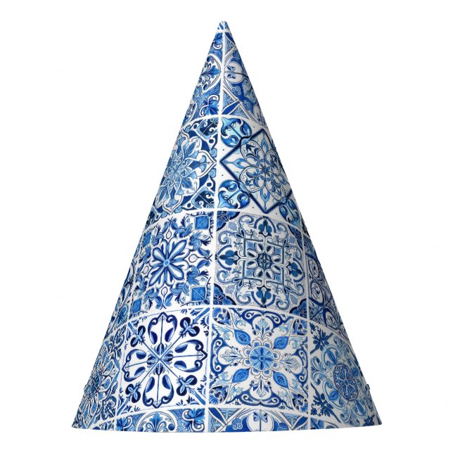 Gorro De Fiesta Baldosas mediterráneas, portuguesas, azulejo, mall (Anverso)