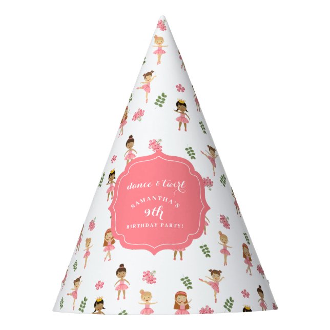 Gorro De Fiesta Ballet Dance & Twirl Ballerina Rosa Cumpleaños (Anverso)