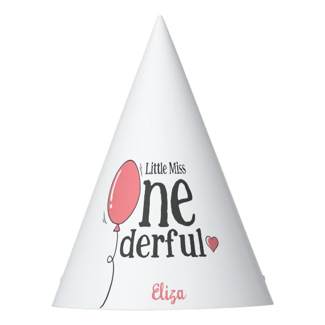 Gorro De Fiesta Balón Rosa Cute Pequeña Miss Un Maravilloso Cumple (Anverso)