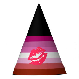 Gorro De Fiesta Bandera de Orgullo Lesbiana con Lápiz Labial