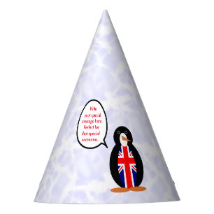 Gorro De Fiesta Bandera del Reino Unido Fiesta Sra. Pingüino Habla