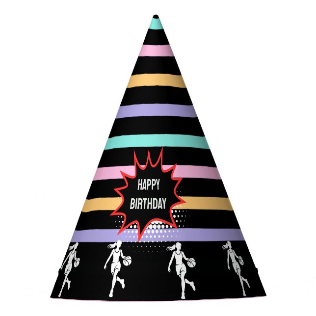 Gorro De Fiesta Basketball Player Girl, Team Birthday (Anverso)