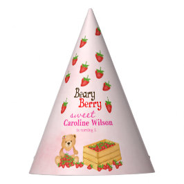 Gorro De Fiesta Beary Berry Sweet Pink Bear Strawberries Cumpleaño