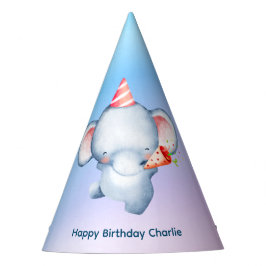 Gorro De Fiesta Bebé pequeño elefante soplando confeti, cumpleaños