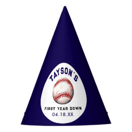 Gorro De Fiesta Béisbol Primer Año Abajo Primer Cumpleaños