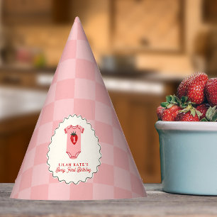 Gorro De Fiesta Berry 1er cumpleaños Strawberry Shirt Checkerboard