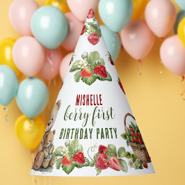 Gorro De Fiesta Berry First Strawberry and Bear Birday
