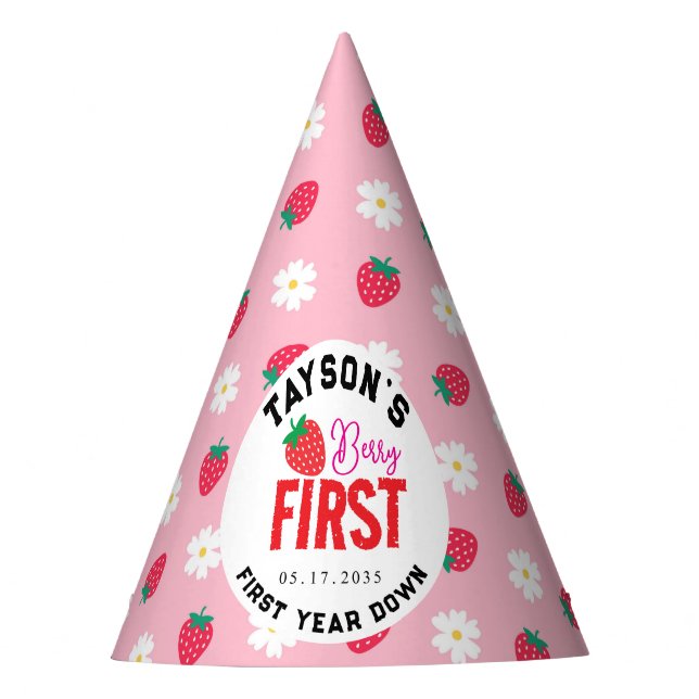 Gorro De Fiesta Berry Primer cumpleaños primer cumpleaños fresa (Anverso)